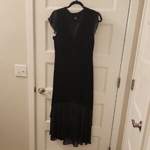 Tommy Hilfiger Black Flutter Sleeve Midi Gown